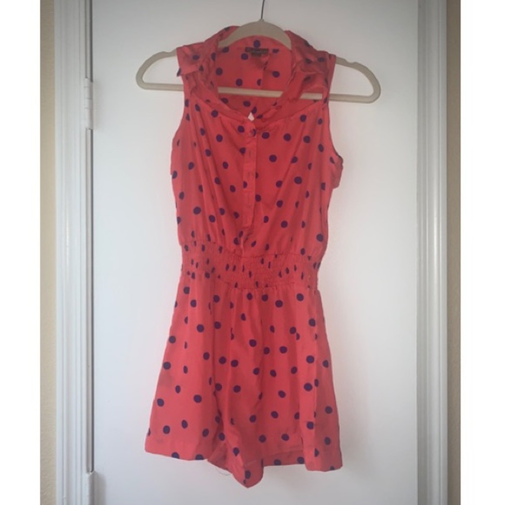 Fashion Web Pink Romper with blue polka dots